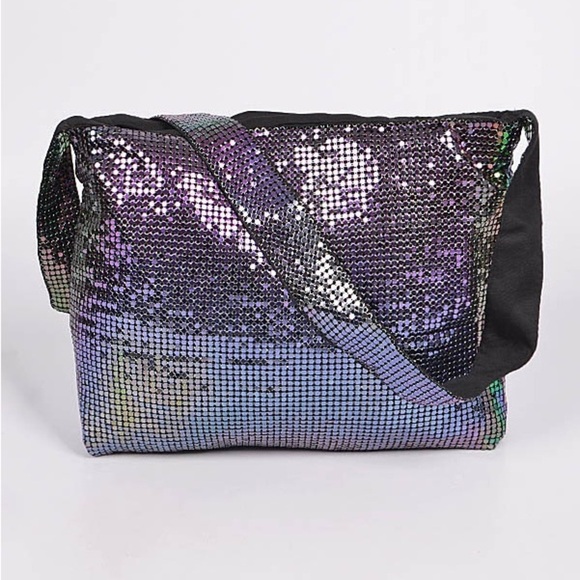 Iridescent Holographic Mesh Shoulder Bag | Y2K Rave Disco Festival Purse NWT - Picture 4 of 16